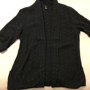 Black Open Front Blazer with black studs